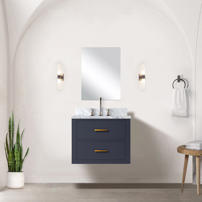 24 po L x P 18 po, meuble-lavabo bleu, comptoir en acrylique, miroir et miroir inclus de 18 po x P 24 po