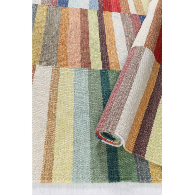 Mikenzi Striped Wool Hand Woven Area Rug, Rectangle 200 x 290cm