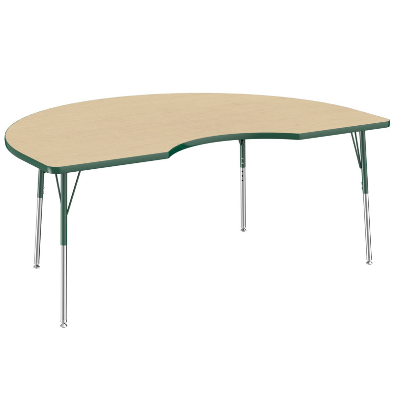 Table d'activité 48 "x 72" avec moulures en T et pieds réglables, Érable / vert, Roulement pivotant standard