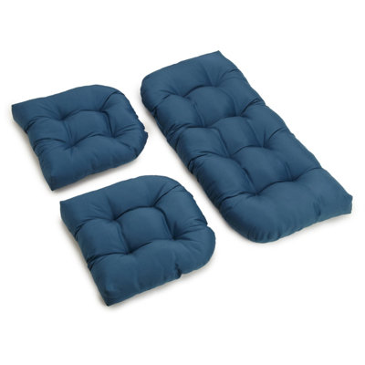 Indoor 5" H Tufted and Reversible Loveseat Cushion Set