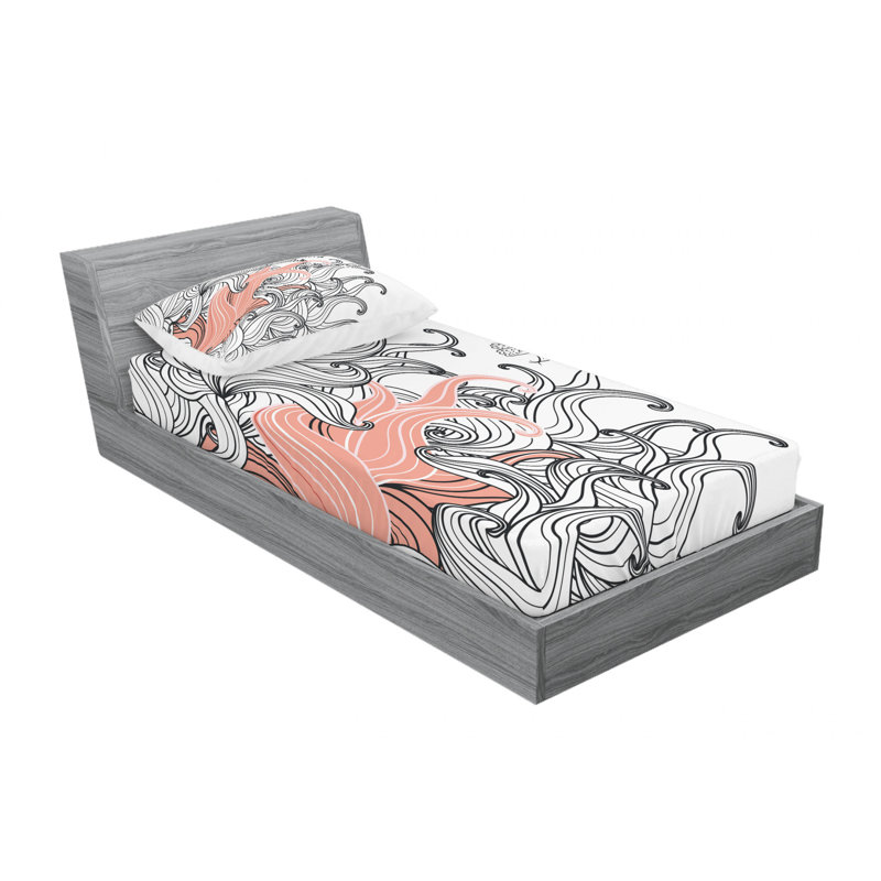 Microfiber Abstract Sheet Set, Twin XL Sheet Set with Fitted Sheet