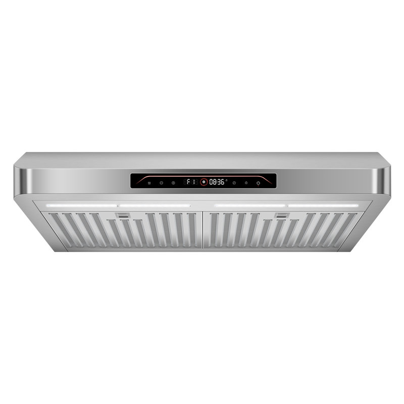 30" 900 CFM Ducted (Vented) Under-Cabinet Range Hood, 430 Stainless Steel Panel, Voice/Touch/Gesture/Remote Control, 4 Speed Ultra-Quiet, Clock, Delayed Shutdown, Timer, Dishwasher-Safe Stainless Steel Baffle Filters, LED Lights, Rounded Corners, Silver