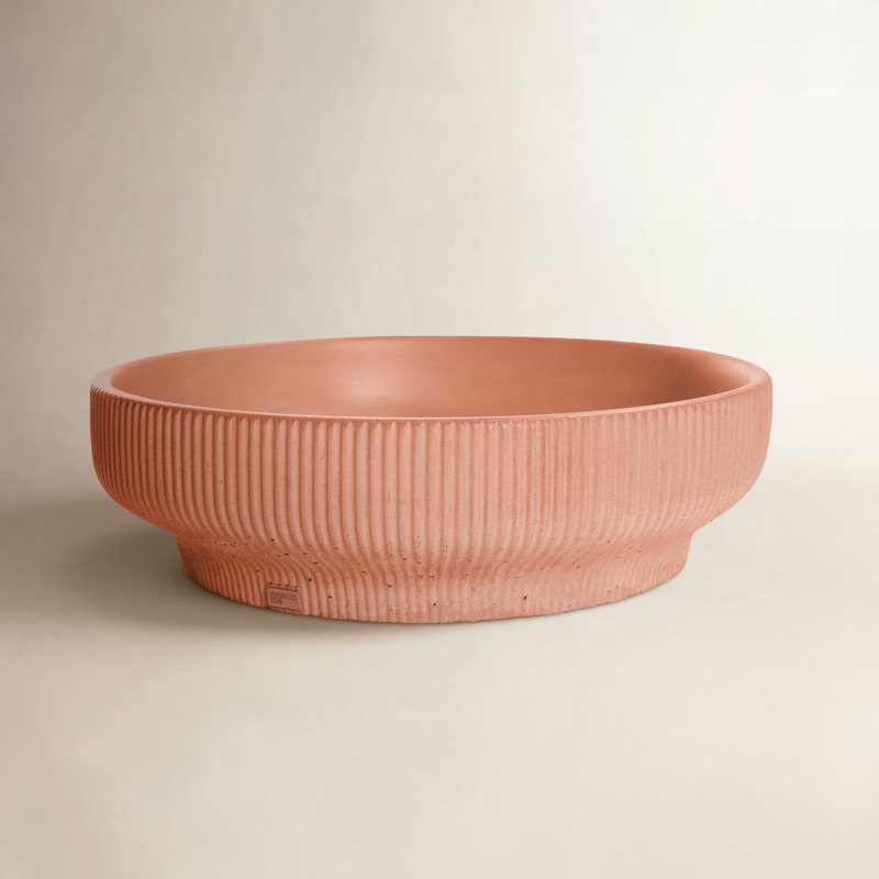 Konkretus Lotus 14.5'' Concrete Circular Bathroom Sink, Antilles Orange