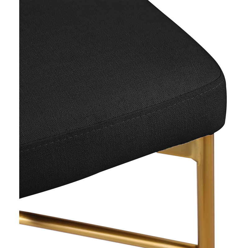 Klaas Upholstered Counter Stool with Metal Frame, Black Linen Textured Fabric