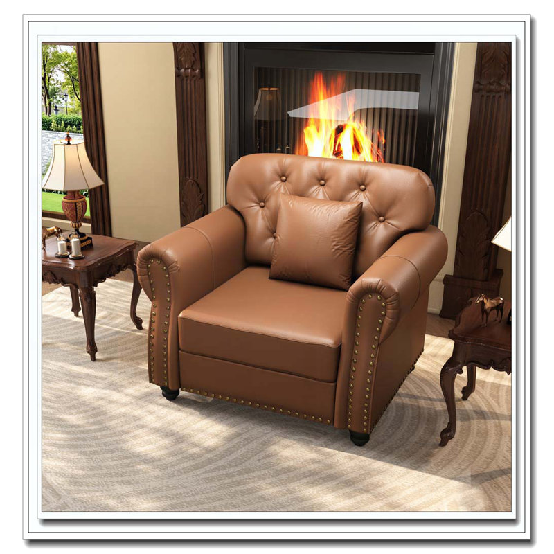 Chaise rembourrée 41,3 po, Brun, Ne s’applique pas