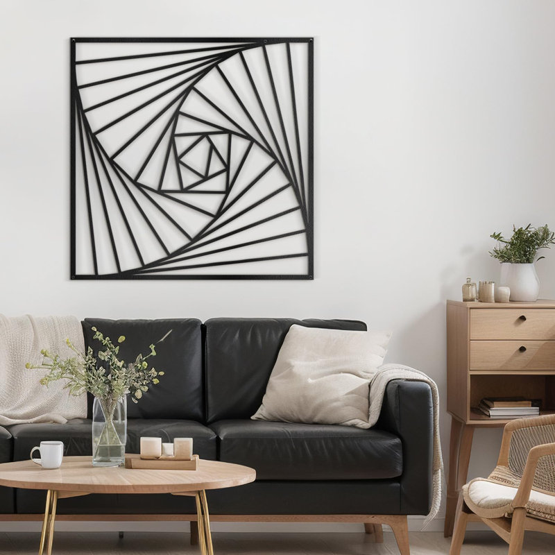 Décoration murale en métal, Noir, H 24 po x l 24 po x P 0,05 po