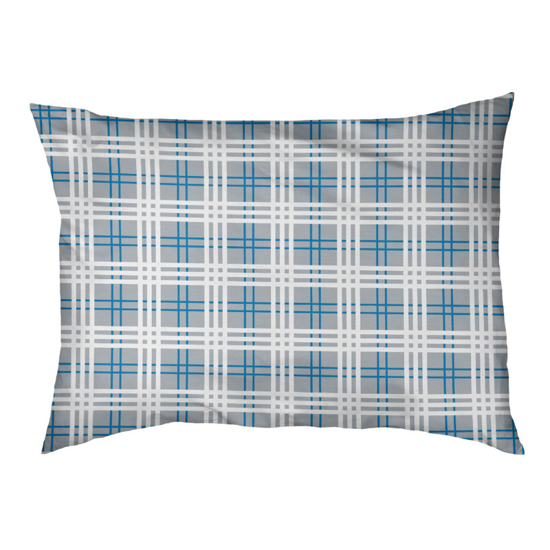 Coussin d’extérieur de luxe Detroit football, Argent / bleu Honolulu / blanc, Très grand (l 50 po x 40 po x p 6 po)