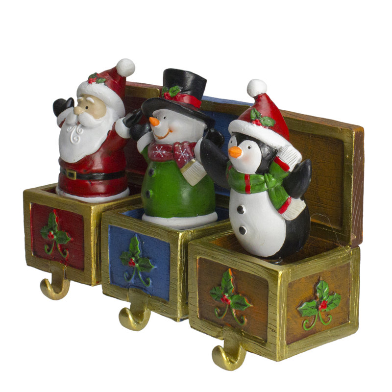 Santa, Snowman, and Penguin Christmas Stocking Holders Set