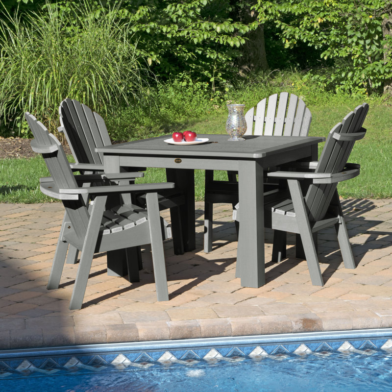 Swing Square 4 - Person 85" Long Dining Set, 38.3" H x 42" W x 50.5" D, Coastal Teak