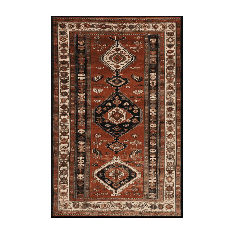 Tapis brun turc lavable à la machine, Tapis de couloir 2 pi x 4 pi