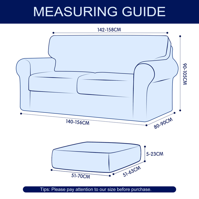 Textured Soft Stretch Separate Box Cushion Loveseat Slipcover, Light Blue