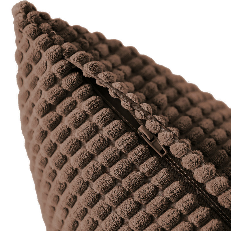 Housse de coussin carré à carreaux, 16 po x 16 po, Chocolat