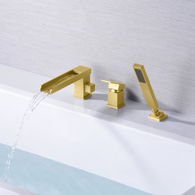 SUMERAIN Bathtub Faucet Wall Mount with Handheld Shower, Waterfall Bath Tub Faucet Filler, Bathtub Faucet Set