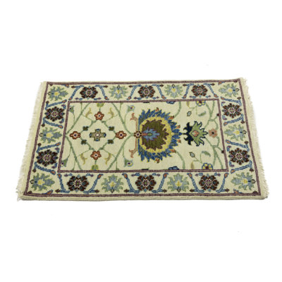 Tapis oriental beige à motif floral Oushak Chobi