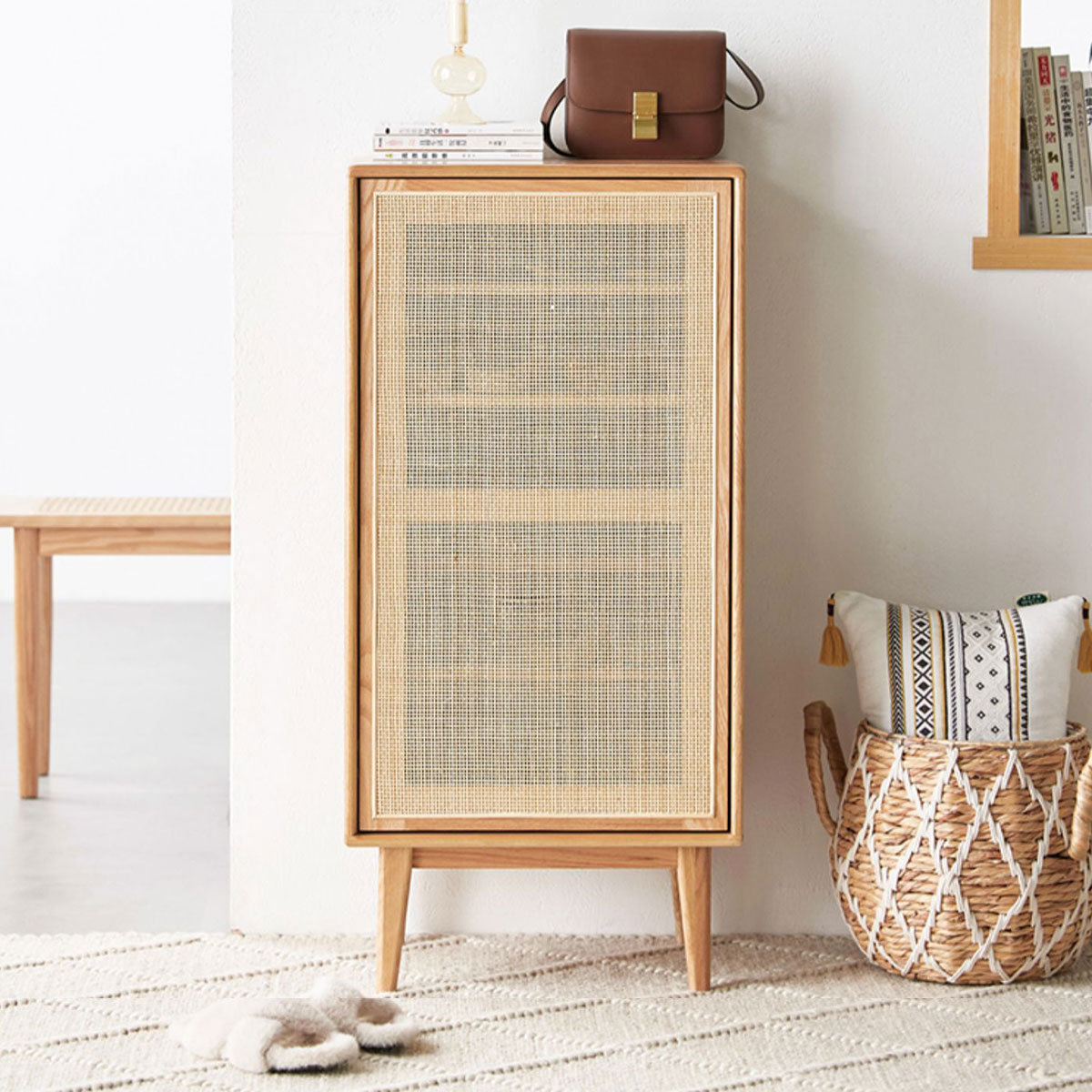 Shoe Rack Rattan Large VICABY Modern Simple Rattan Woven Large Capacity Shoe Storage - Wayfair ...