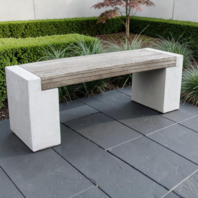 Miramar Cast Stone Bench -  Outdoor Patio Bench