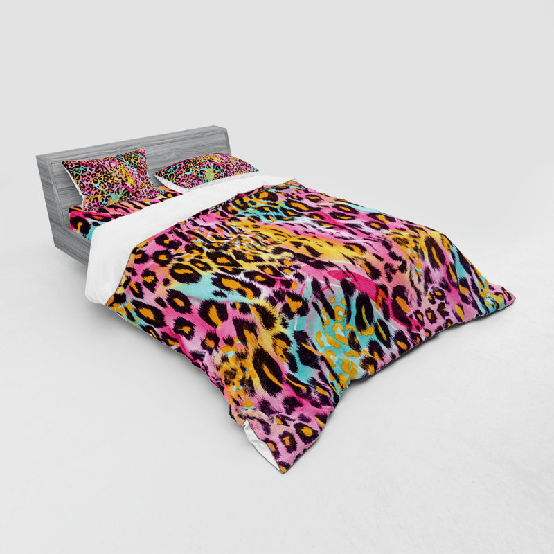 Ensemble de housse de couette à imprimé léopard, Housse de couette grand + 3 pièces supplémentair