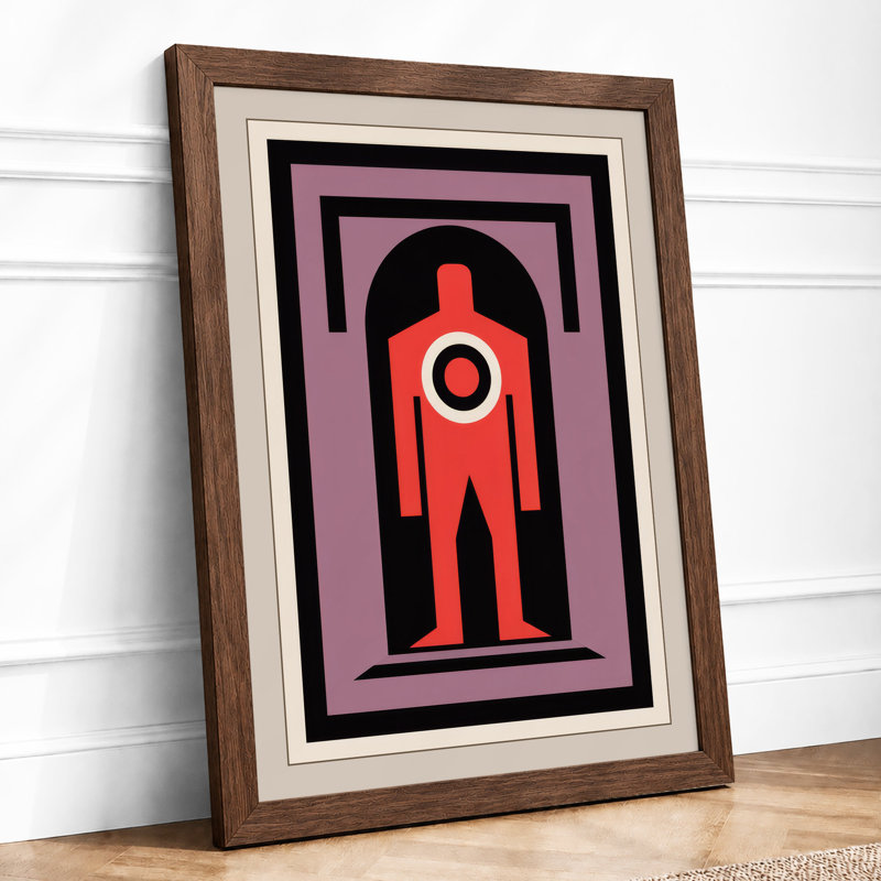 Figure In Geometric Frame Minimalist - Print, Walnut, A4 - 29.7 x 21.0 cm