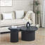 Ensemble de tables basses rondes modernes - Combinaison de deux tables avec un pied de table cannelé unique