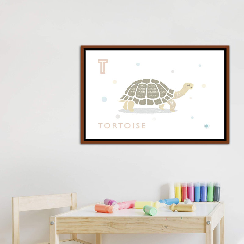 Tortue - imprimé, H 26 po x l 40 po x 1,5 po, Toile avec cadre brun, Aucun mat