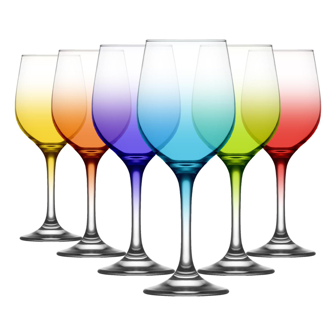 LAV Fame Multi Coloured 395ml Wine Glasses - Pack of 12