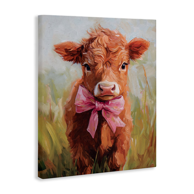 Toile Coquette Trotting Cow, design par Nina Blue, H 20 po x l 16 po