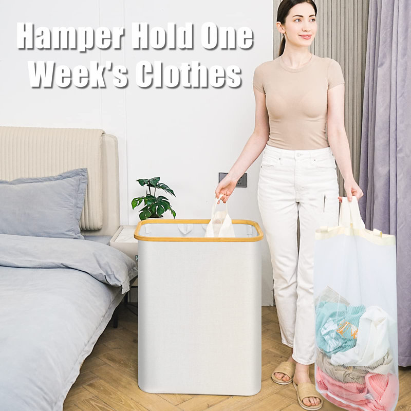 Très grand panier à linge 160L, Beige