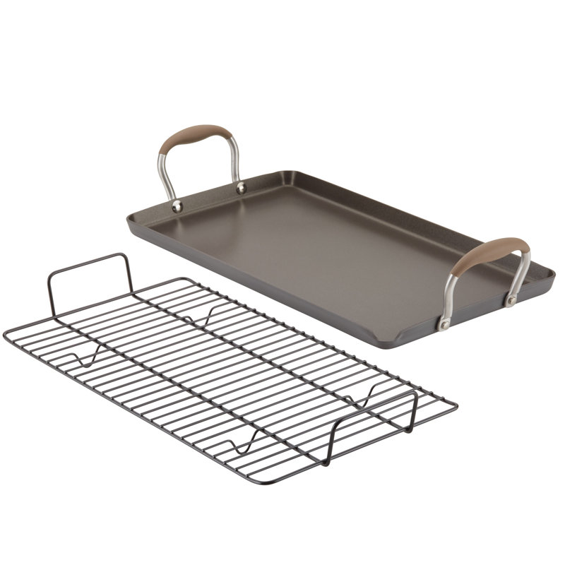 Anolon Advanced Home Hard Anodized Nonstick Double Burner Griddle, 10 Inch X 18 Inch, Brown