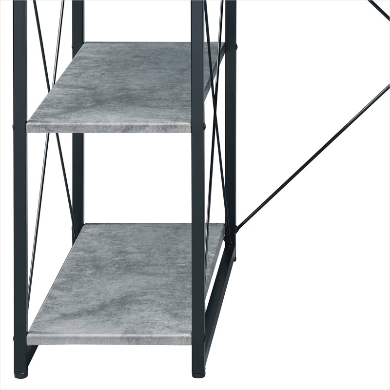 Bureau d'écriture gris classique avec tablettes ouvertes et plateau en panneau de fibres à densité moyenne de 47 pouces, base en acier