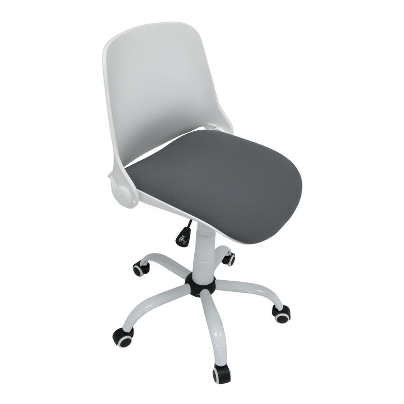 Ergonomic White and Gray Fabric Swivel Task Chair