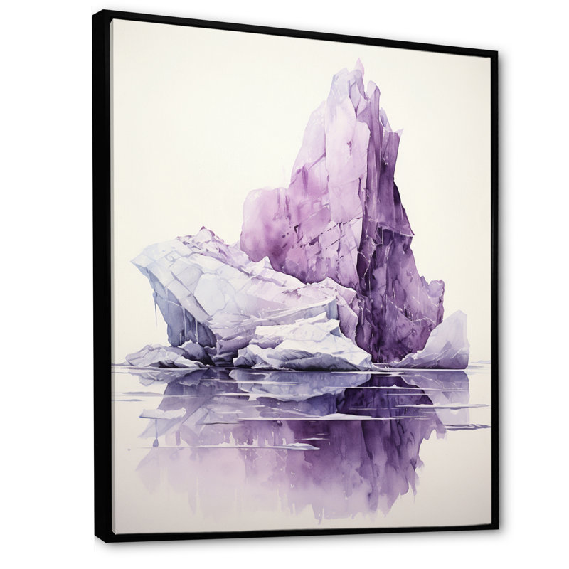 Iceberg mauve mystérieux - Impression, H 32 po x l 24 po x P 1 po, Cadre flottant noir