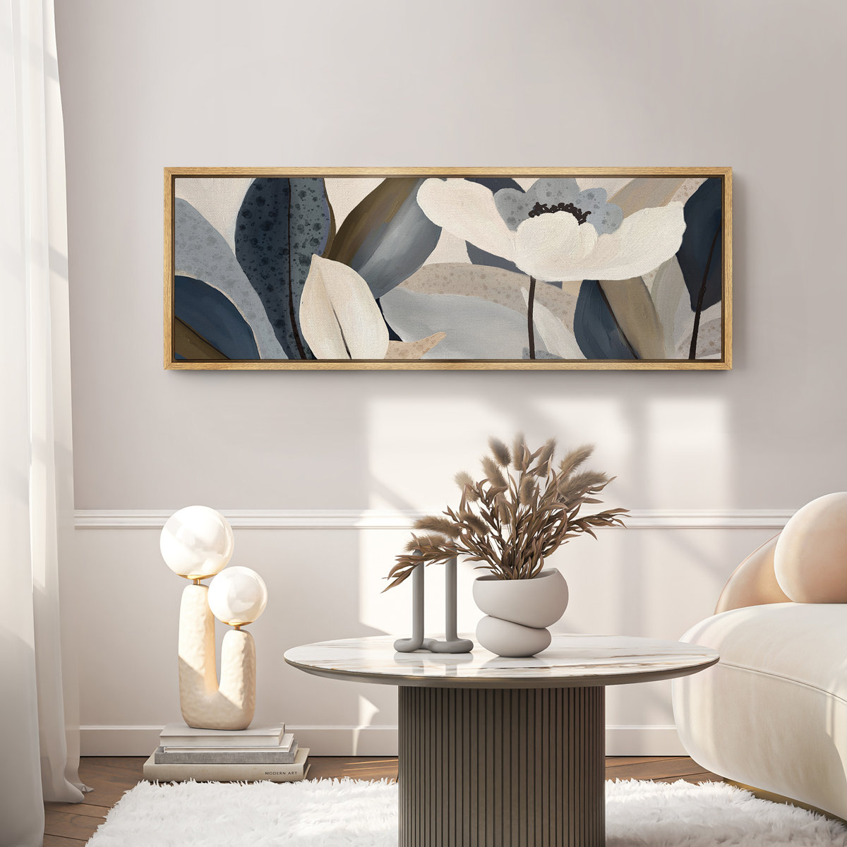 wall26 Abstract Blue Botanical Floral Leaf Art Prints Minimalist Modern ...