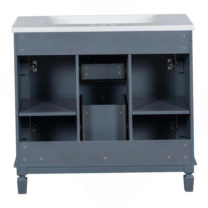 Meuble-lavabo moderne 36 po avec lavabo supérieur, Bleu