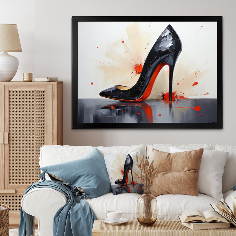 Janaki Fashion - Talons hauts rouges et noirs élégants - Silhouette II, Cadre simple noir, H 16 po x l 32 po x P 1 po