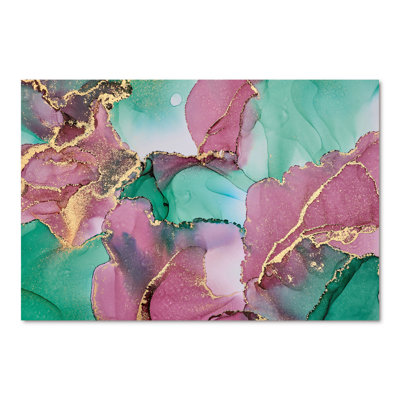 Mauve et vert luxueux abstrait fluide II - peinture sur toile