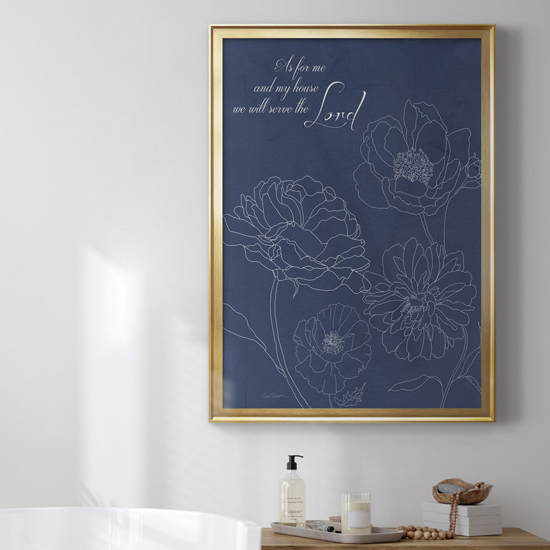 «Serve The Lord Floral S Croquis» par - Art textuel sur, H 36,5 po x l 26,5 po x P 1 po, Or