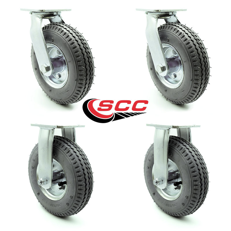 Ensemble de roulettes pneumatiques 2 pivotantes 2 rigides