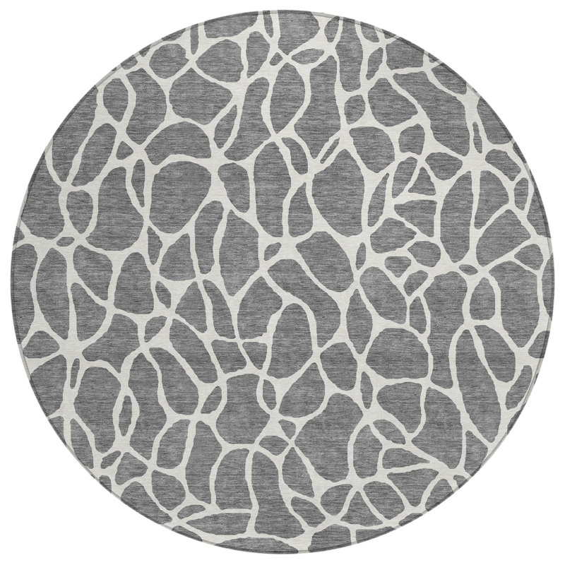 Zarelia Gray Washable Indoor-Outdoor Rug - , 8' x 8'
