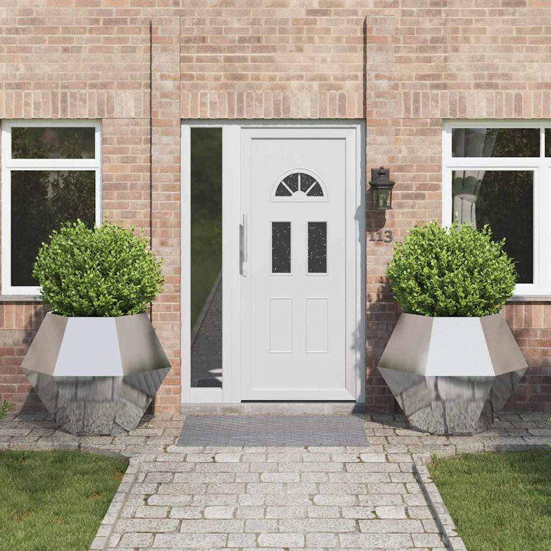  Planter 2 Pcs Silver Galvanised Steel, 80cm H x 100cm W x 100cm D
