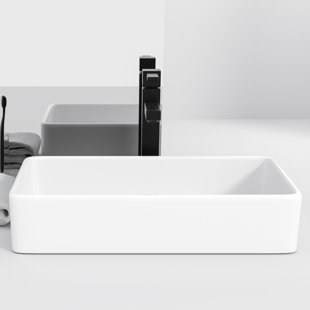 PLUSTEEL 16'' Ceramic Rectangular Vessel Bathroom Sink