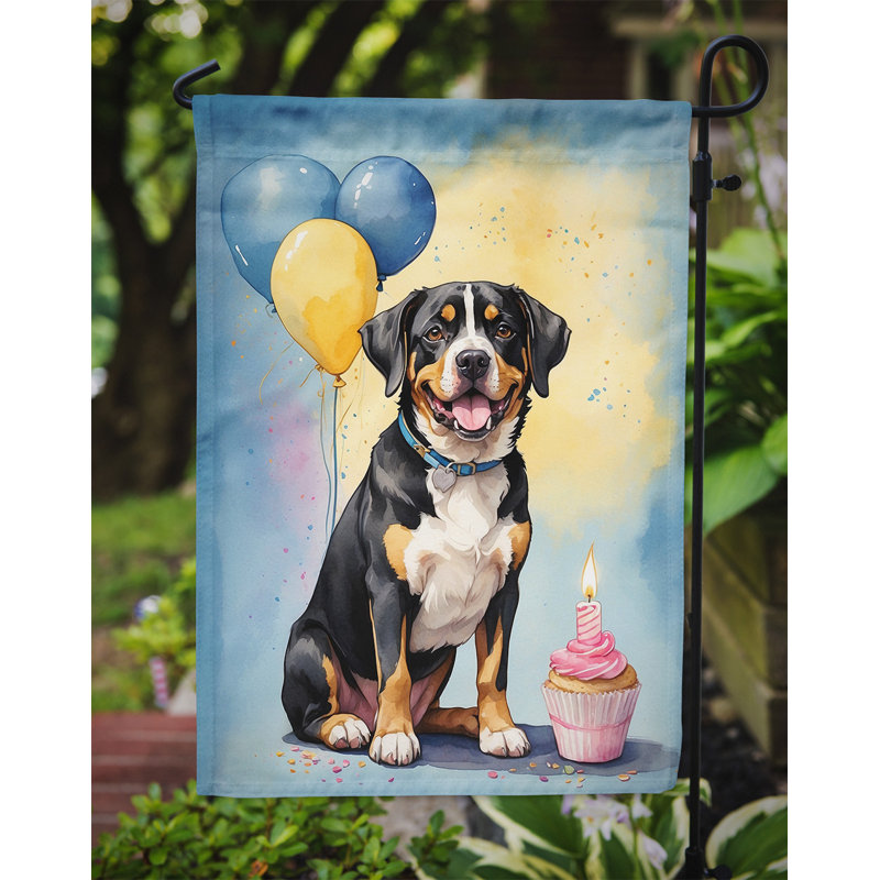 Drapeau de jardin «Happy Birthday», Bouvier de l'Entlebuch