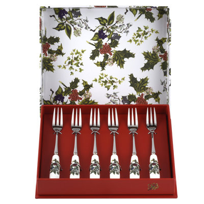 Holly & Ivy 6" Pastry Forks, Set of 6