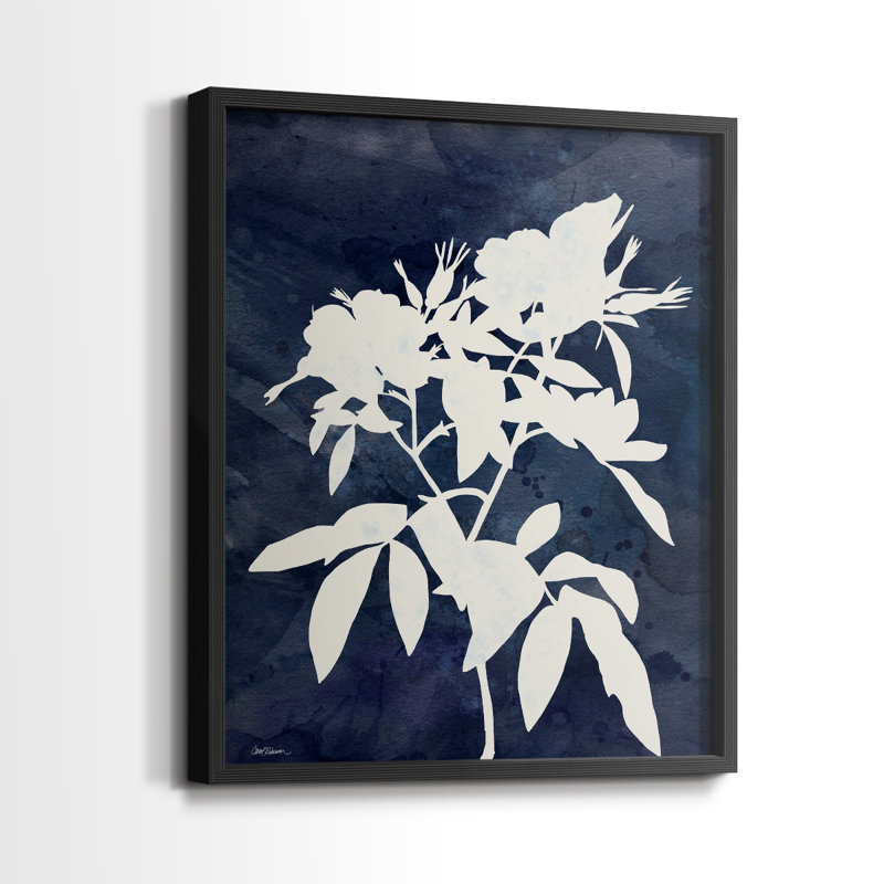 «Indigo Botanical I», reproduction encadrée - bois massif, Noir, H 30 po x l 24 po
