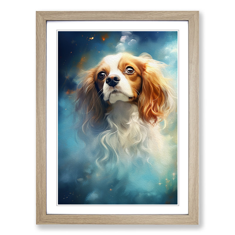 Cavalier King Charles Spaniel Conceptual - Single Picture Frame Print on Wood, Oak Framed, 46cm H x 34cm W x 2cm D