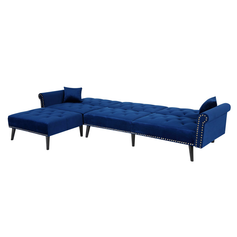 Canapé-lit 114,5 po, Velours bleu marine