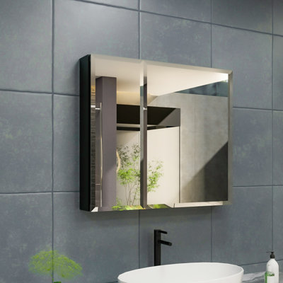 30" W 26" H 2-Door Frameless Medicine Cabinet with Mirrors and 3 Adjustable Shelves