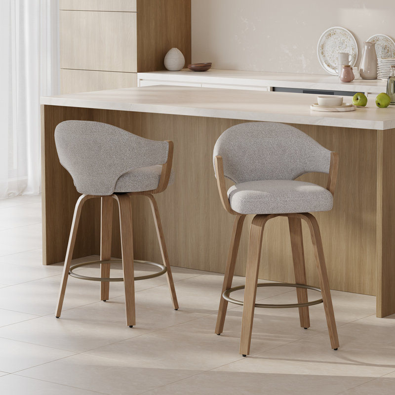 Tabouret de bar rotatif 26 po Mid-Century, Gris