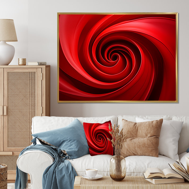 Maville - Abstract Spirals Wall Art, Gold Floater Framed Canvas, 30" H x 40" W x 1.5" D