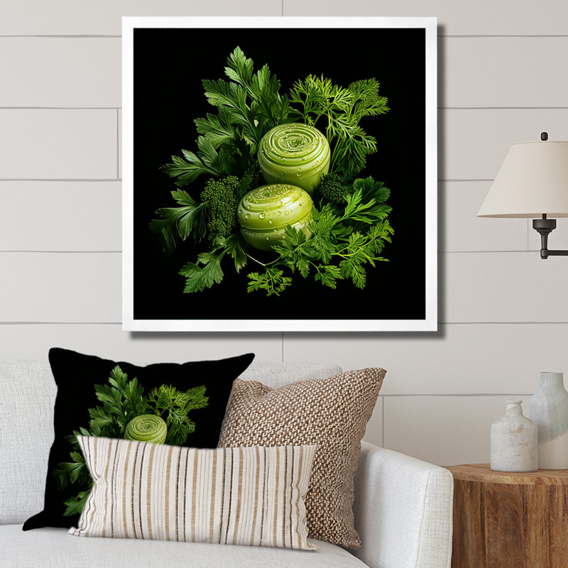 Fennel Herbs Fantasy 1 - Floral Herbs, art mural, H 16 po x l 16 po x P 1 po, Cadre photo noir