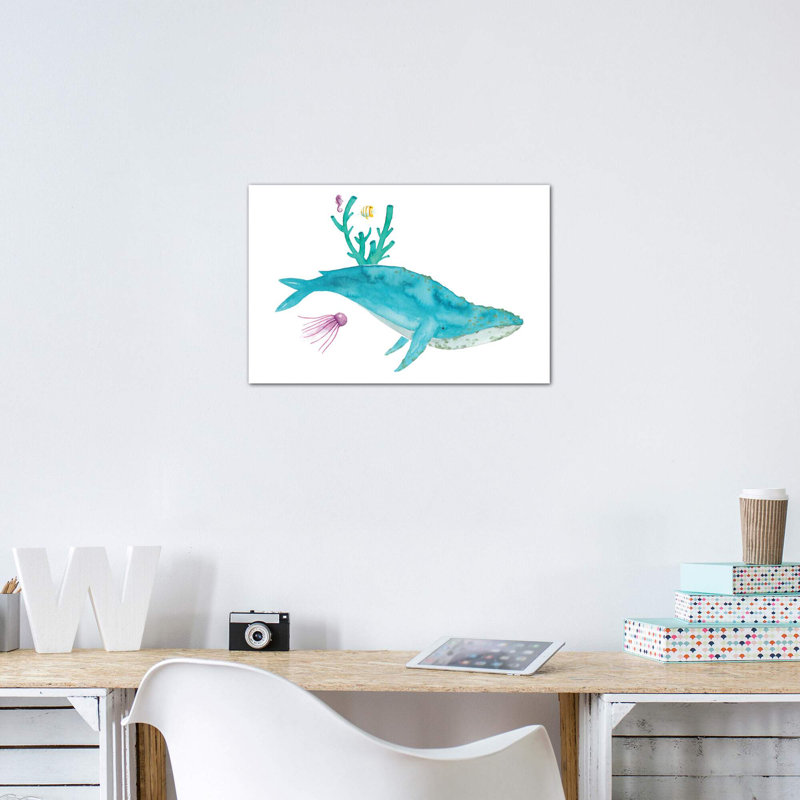 Baleine à bosse - Imprimé, Toile tendue, Pas de tapis, H 8 po x l 12 po x P 0,75 po